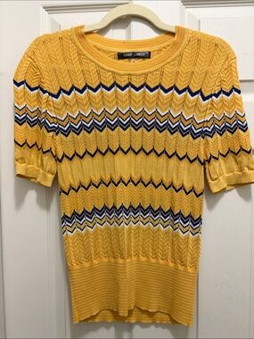 Gabby Isabella Yellow Chevron Knit Sweater